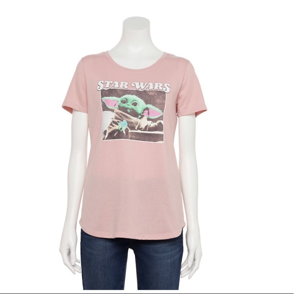 Disney Women's Star Wars The Child Baby Yoda Graphic Tee T-shirt Top Pink Large